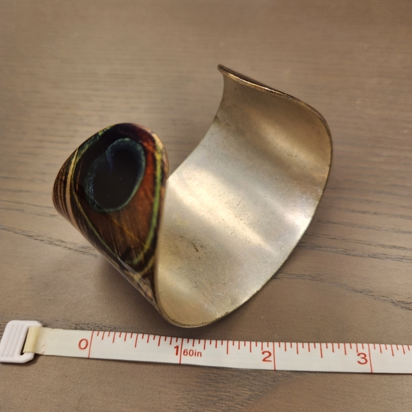 Peacock feather cuff bracelet - Picture 4 of 4